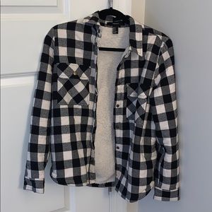PLAID BLACK & WHITE FLEECE LINING JACKET